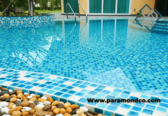 کاشی استخری سفید و آبی